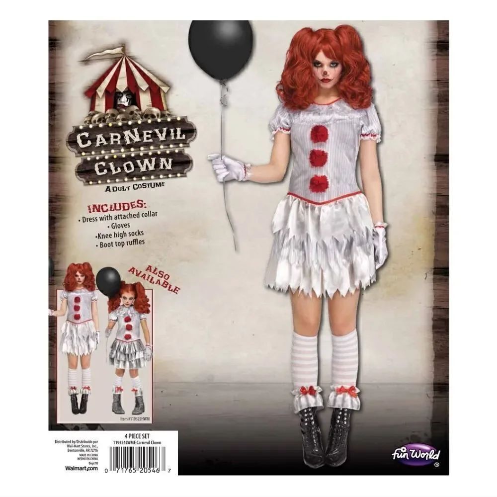 NWT New women's Halloween Costume "IT" Clown Pennywise